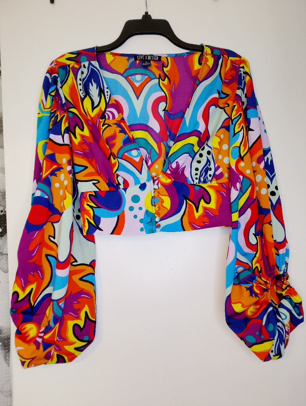 Multicolor Cropped V-Neck Blouse